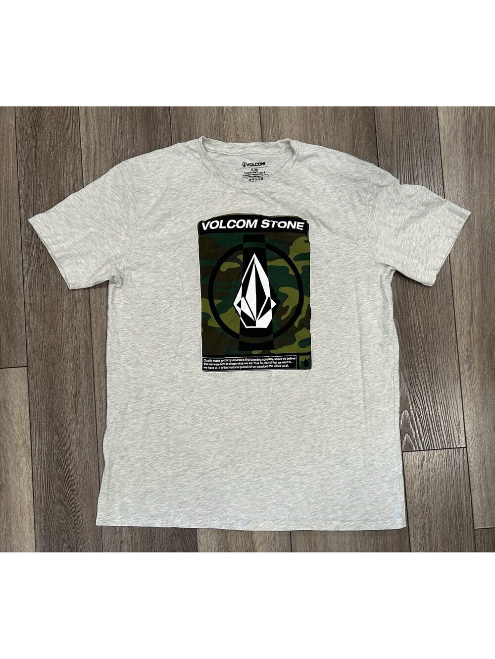 Volcom T Shirt Mens Gray Camo Logo Crew Neck Graphic T Shirt Size Xl